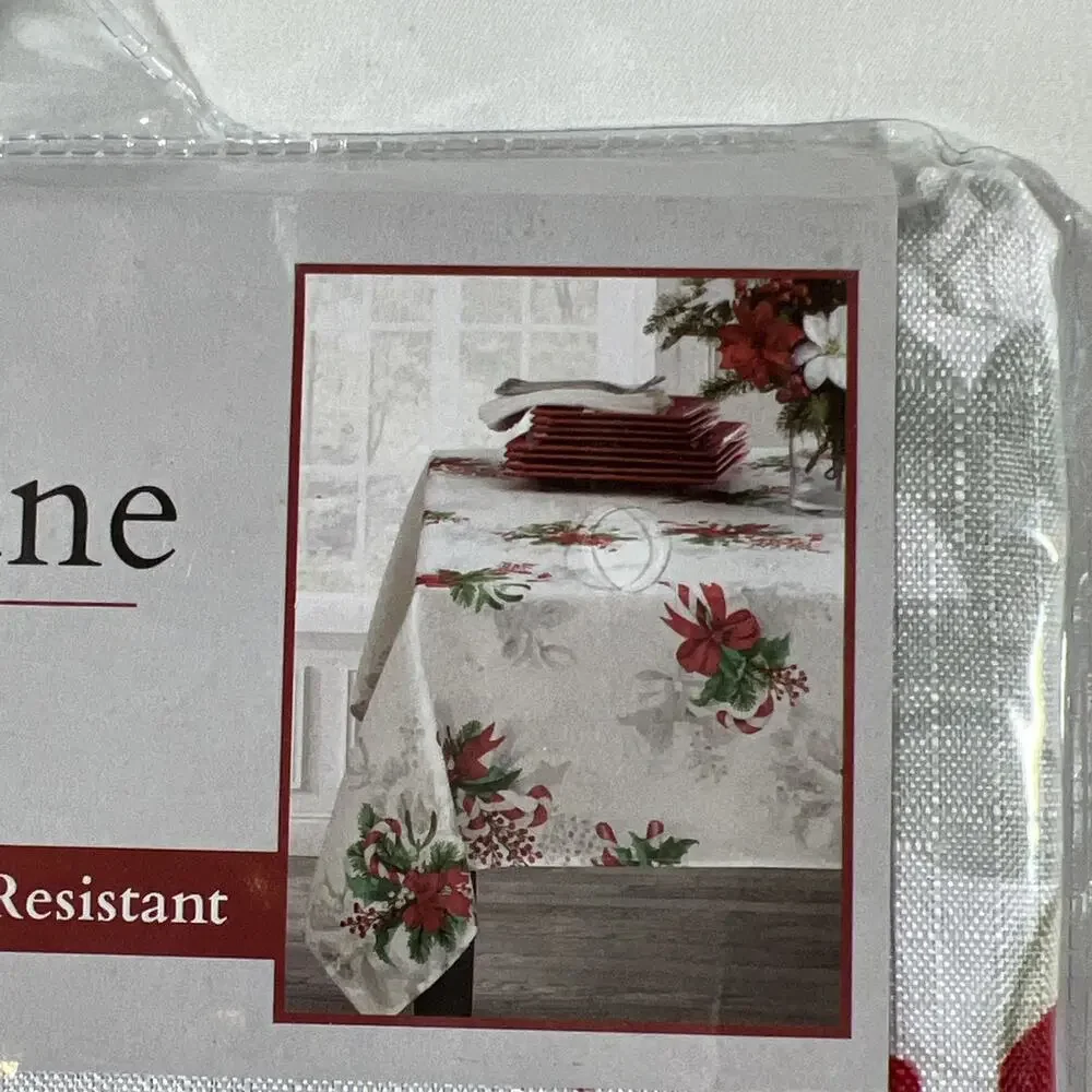 Candy Cane Lane Textured Print Tablecloth 100% Polyester Oblong 52